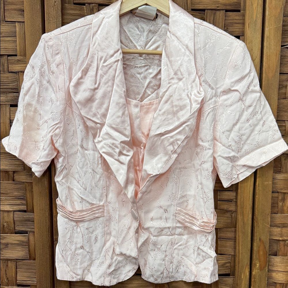 Vintage Elegant Pink Short Sleeve Blazer